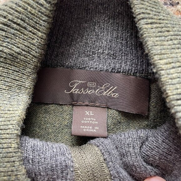 Tasso Elba Elbow Patch Sweater Men XL Green Full Zip Collared Lightweight Jacket - Picture 7 of 12